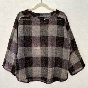 Carole Little Saint Tropez West, Brown, Tan, and Gray Woven Boxy, Free Size, Top